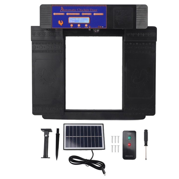 Solarbetriebene automatische Hühnerstalltür, professionelles Infrarot, verhindert Einklemmen, mehrere Modi, automatische Hühn