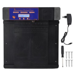 Automatische Hühnerstalltür, doppelt geöffnet, LED-Anzeige, Zeitsteuerung, Hühnerstalltür für Enten und Gänse schwarz