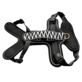 Hey Lana Premium Geschirr Gepolstert mit Reflektoren und Haltegriff schwarz/ weiß L