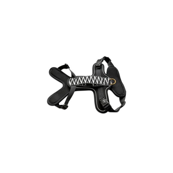 Hey Lana Premium Geschirr Gepolstert mit Reflektoren und Haltegriff schwarz/ weiß L