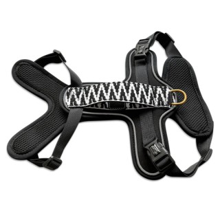 Hey Lana Premium Geschirr Gepolstert mit Reflektoren und Haltegriff schwarz/ weiß M