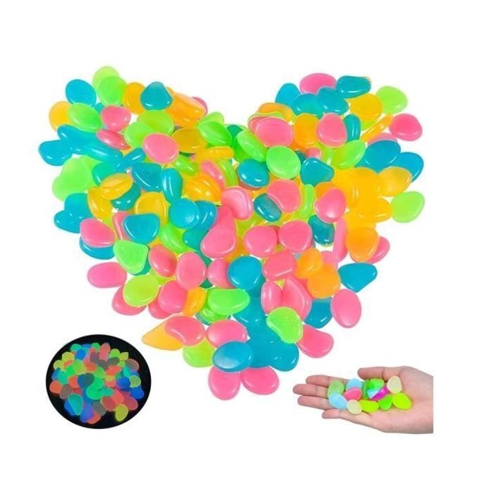 100 Pièces Pierres Lumineuses - Galet Lumineux - Cailloux Fluorescents - Décoration Jardin