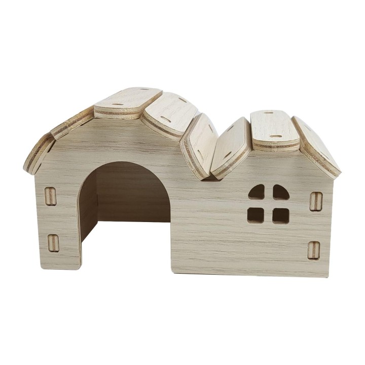Hamsterhaus aus Holz, Spielzeug, bissfest, Hamsterversteck, Haus für Hamsterzubehör, Doppeldeckel