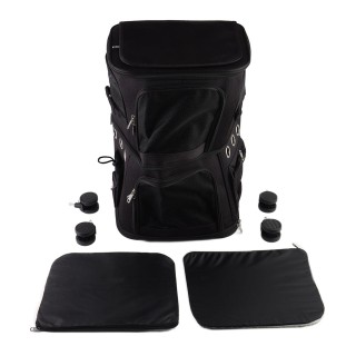 Haustier-Tragerucksack mit zwei Fächern, zusammenklappbarer Katzen-Rucksack mit Trolley-Rädern für unterwegs schwarz
