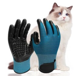 1 Paar Haarpflegehandschuhe für Haustier Hund Katze Baden Silikon Massagebürste Gummihandschuhe Hund Deshedding Kamm schwarz