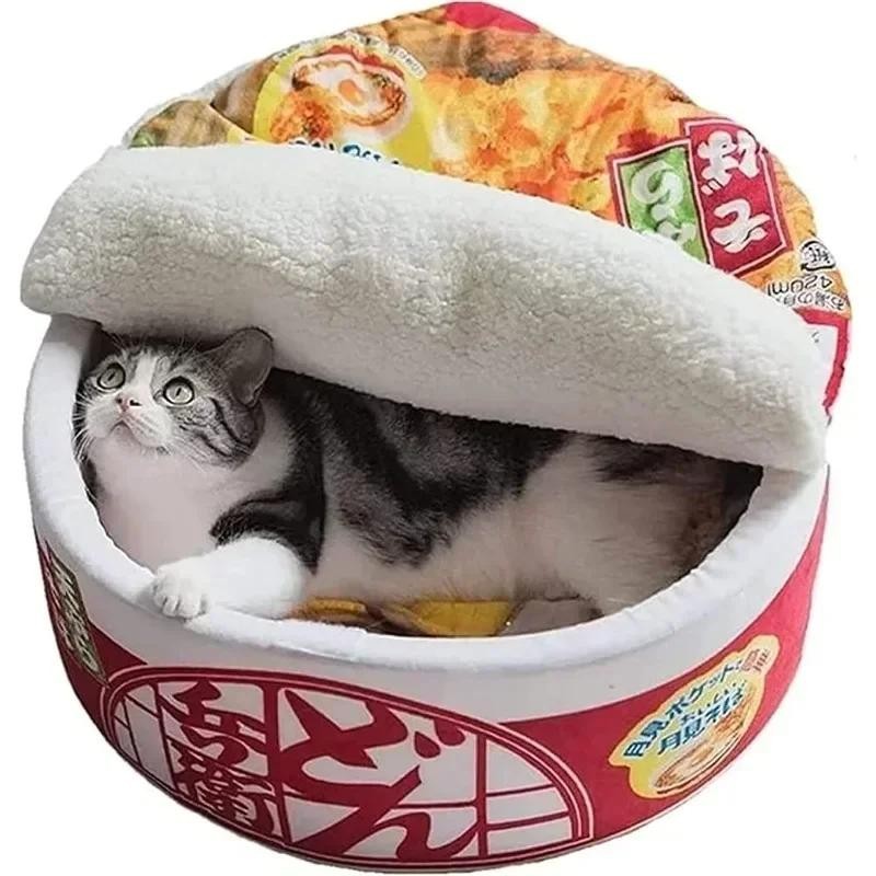 Hält warm und ist superweich. Kreative, fassförmige Ramen-Nudeln, süßes Haustiernest, Katzenhaus, Hundebett, Schlafkissen, Ha