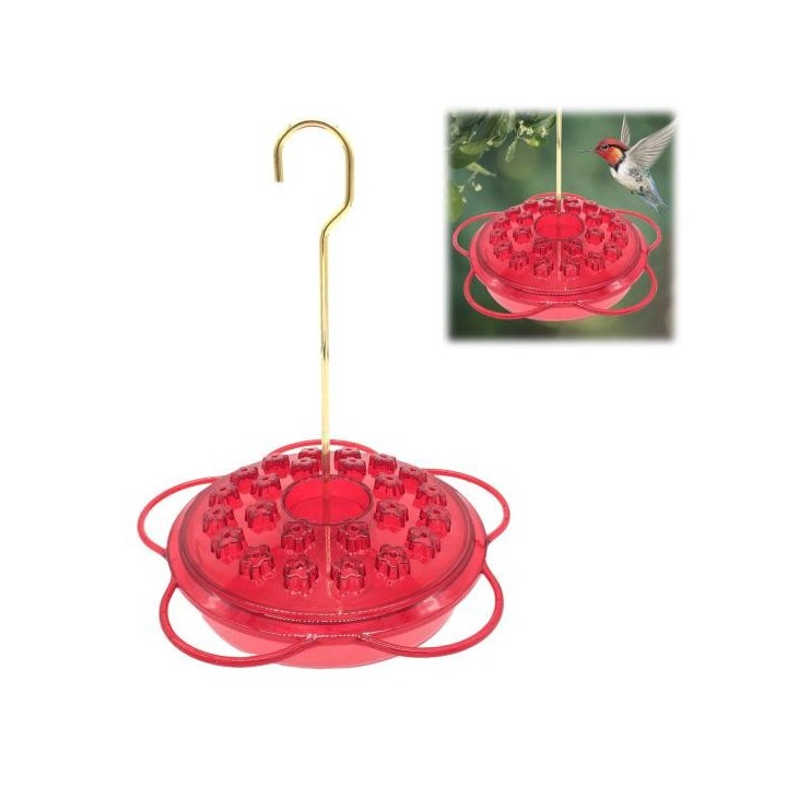 Kolibri-Futterspender für draußen, zum Aufhängen, Kunststoff-Futterspender für Wildvögel mit 24 Futteröffnungen und Sitzstang