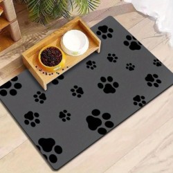 Schnelltrocknende und saugfähige Hunde-Futtermatte, rutschfest und mit Anti-Pad, mit Pfotenabdruck-Design, geeignet für Futte