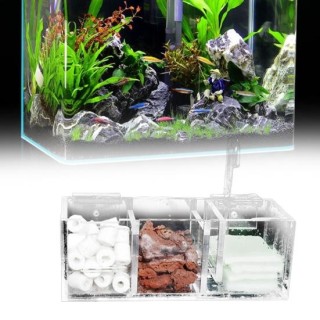 Aquariumfilter, hohe Transparenz, 3-in-1-Rundauslass, Nass-Trocken-Trennung, zum Aufhängen, Reinigen von Wasser, Acryl-Filter