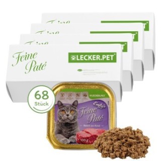 Lyra Pet Lecker.Pet Emily's Feine Paté Reich an Rind Katzenfutter Nassfutter Vollnahrung 68x100 g