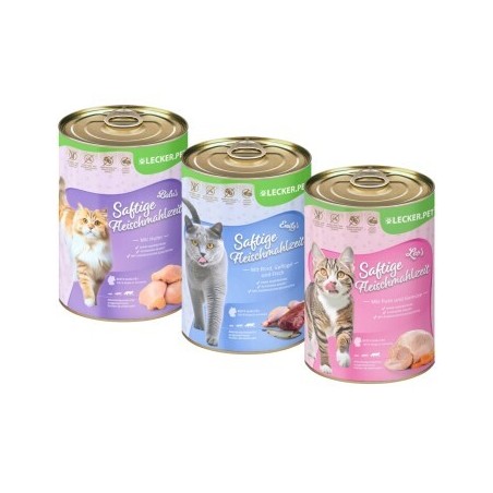 Lyra Pet Lecker.Pet Balu's, Emily's & Leo's Saftige Fleischmahlzeit Katzenfutter Nassfutter Mix Vollnahrung