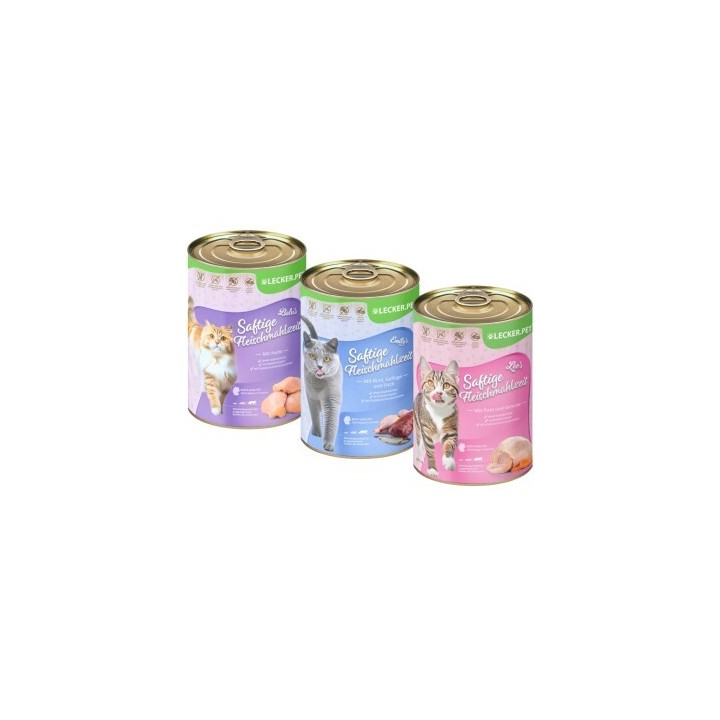 Lyra Pet Lecker.Pet Balu's, Emily's & Leo's Saftige Fleischmahlzeit Katzenfutter Nassfutter Mix Vollnahrung