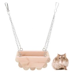 Holzspielzeug für kleine Haustiere, Schaukel, Boot zum Aufhängen, mit Kette für Hamster, zum Aufhängen an der Oberseite des K