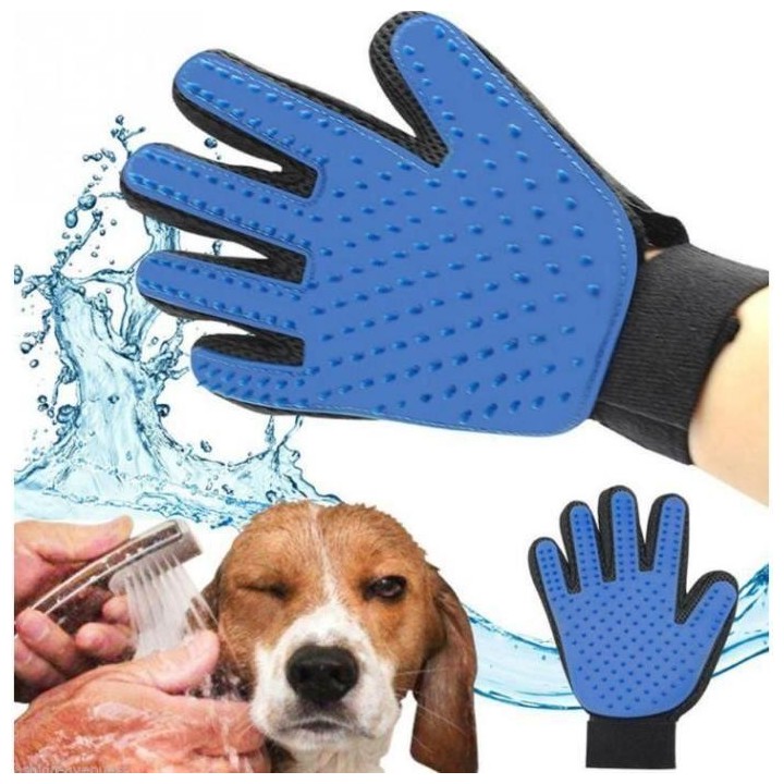 Boomersun Gant de Toilettetage Massage Chien Chat BRosse de Nettoyage Bain Animaux Peigne Poils Longs Courts en Caoutchouc (R