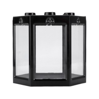 Kleines Aquarium in Sechseckform, übereinanderlegbar, tragbar, Mini-Aquarium für die Bürodekoration, Schwarz schwarz