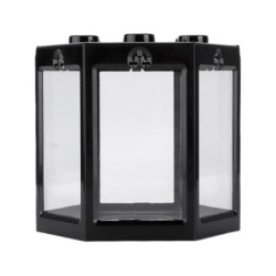 Kleines Aquarium in Sechseckform, übereinanderlegbar, tragbar, Mini-Aquarium für die Bürodekoration, Schwarz schwarz