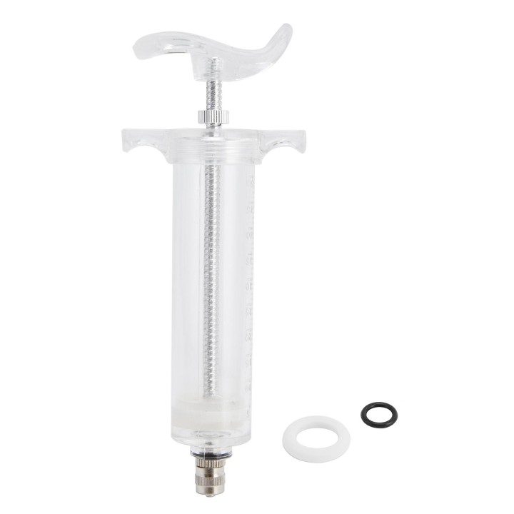 Veterinärmedizinische Spritze aus Kunststoff und Stahl, einstellbarer manueller Fütterungsinjektor für Viehfarmen, 50 ml