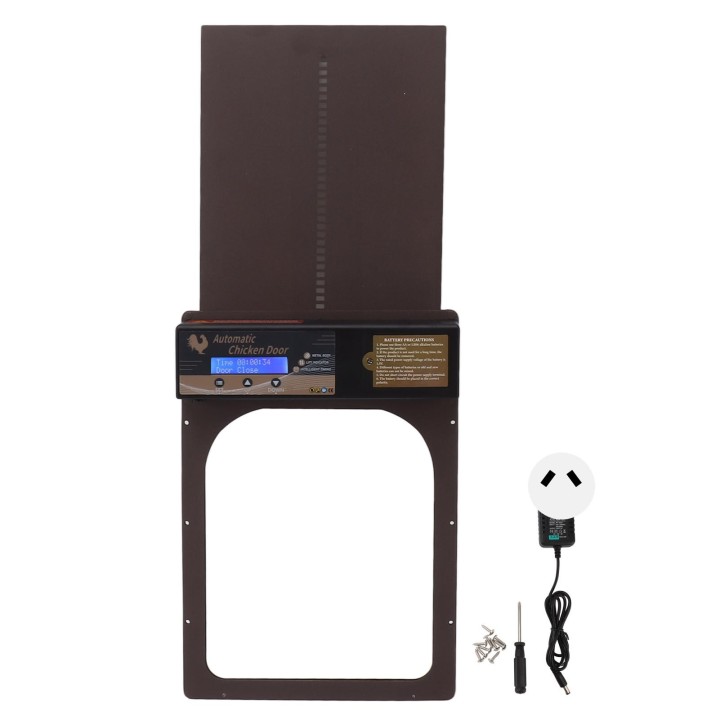Automatische Hühnerstalltür IP45 wasserdicht programmierbare Aluminium-Hühnerstalltür mit Timer für braun