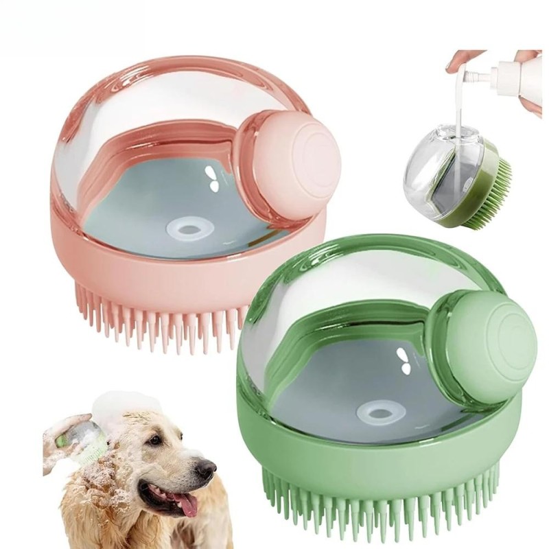 Hundebadebürste, Tierpflege, weicher Massage-Reinigungskamm, geeignet für Hunde-/Katzenduschen mit langem und kurzem Fell, mi
