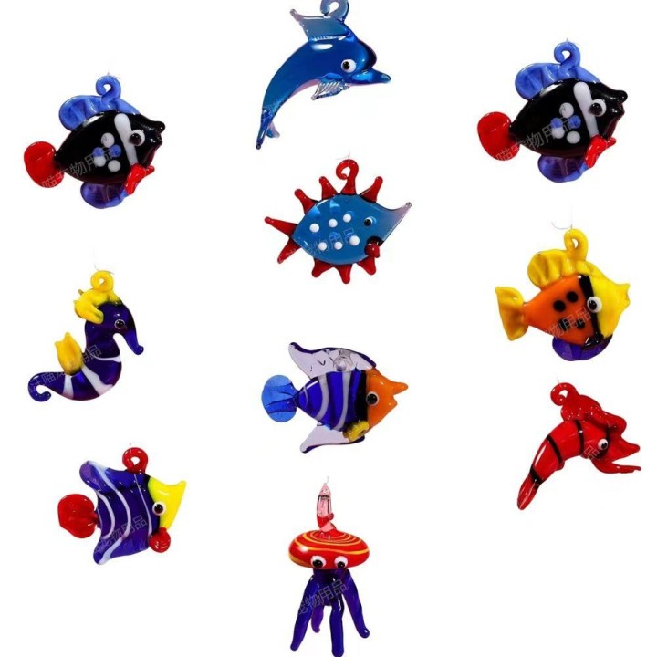 Glas Aquarium Dekor Aquarium Ornament Clownfisch Ozean Mini Figur Anhänger Qualle Niedlich Schwimmende Meerestier