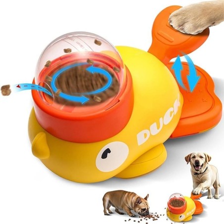 Interaktives Hundespielzeug mit langsamer Fütterung, Puzzle-Spielzeug, Tierfutter-Spender, Leckerli-Spender, Cartoon-Enten-De