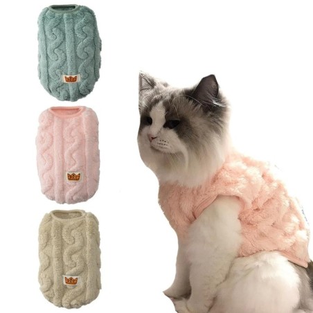 Bequemer Fleece-Pullover für Hunde, Haustierkleidung, süßer, gewellter, doppelseitiger Kätzchenmantel, Pullover für kleine, m