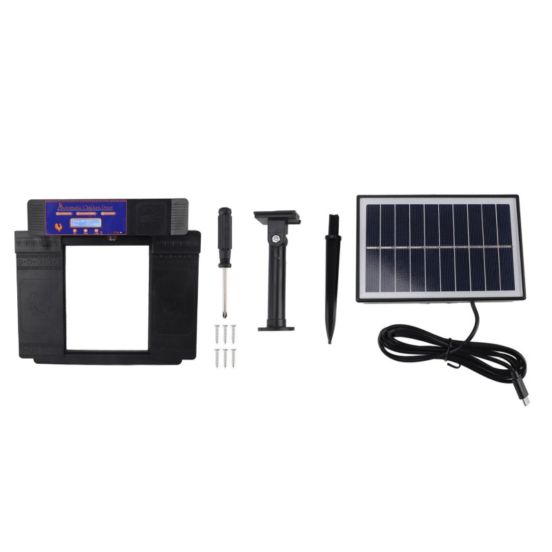 Automatischer Hühnerstall-Türöffner Anti-Pinch IP45 Wasserdicht Solarbetriebene Geflügelstalltür mit schwarz