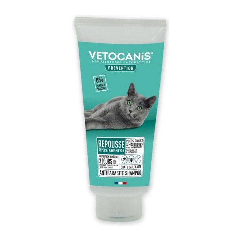 Shampoing anti-puces - VETOCANIS - Répulsif Chat 300ml