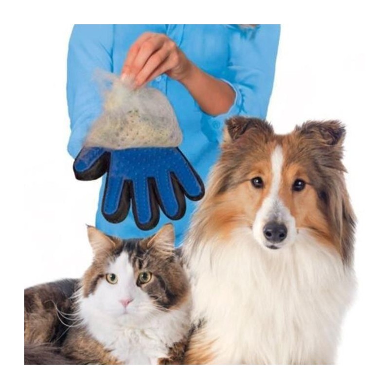 Gant Main droite brosse poils chien chat nettoyage doux True Touch