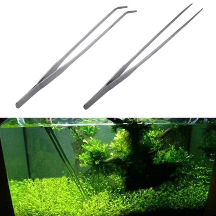 Edelstahl Aquarium Pinzette Zange Fisch Tank Anlage Aquascape Werkzeuge Clip Crooked 27cm