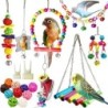 Papageienkäfig-Schaukel- und Kauspielzeug-Set - Vogelbedarf