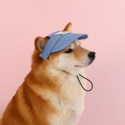 Outdoor-Sonnenhut für Hunde, Denim-Hundesonnenhut, Hunde-Baseballkappe, Sonnenschutz-Visierhut für Haustiere mit Ohrlöchern u