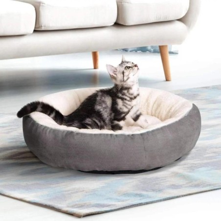 Gemütliches Katzenbett für den Innenbereich, rutschfest, rund, Donut-Form, beruhigendes Haustierkissen für kleine, mittelgroß