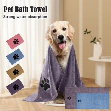 Mikrofaser-Badetuch, bestickt, superweich, saugfähig, schnell trocknend, dicke Hunde-/Katzendecke für Hunde, Bade- und Pflege