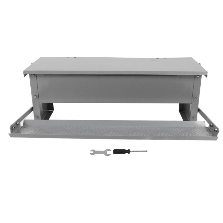 Automatischer Hühnerfutterautomat aus Stahl mit großer Kapazität, wasserfest, Geflügelfutterautomat, Lebensmittelspender mit