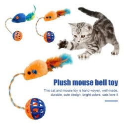 Interaktives Katzenmausspielzeug mit Glöckchen, Simulations-Plüschmaus, Katzenkauspielzeug, flauschige Katzenmäuse, Glöckchen