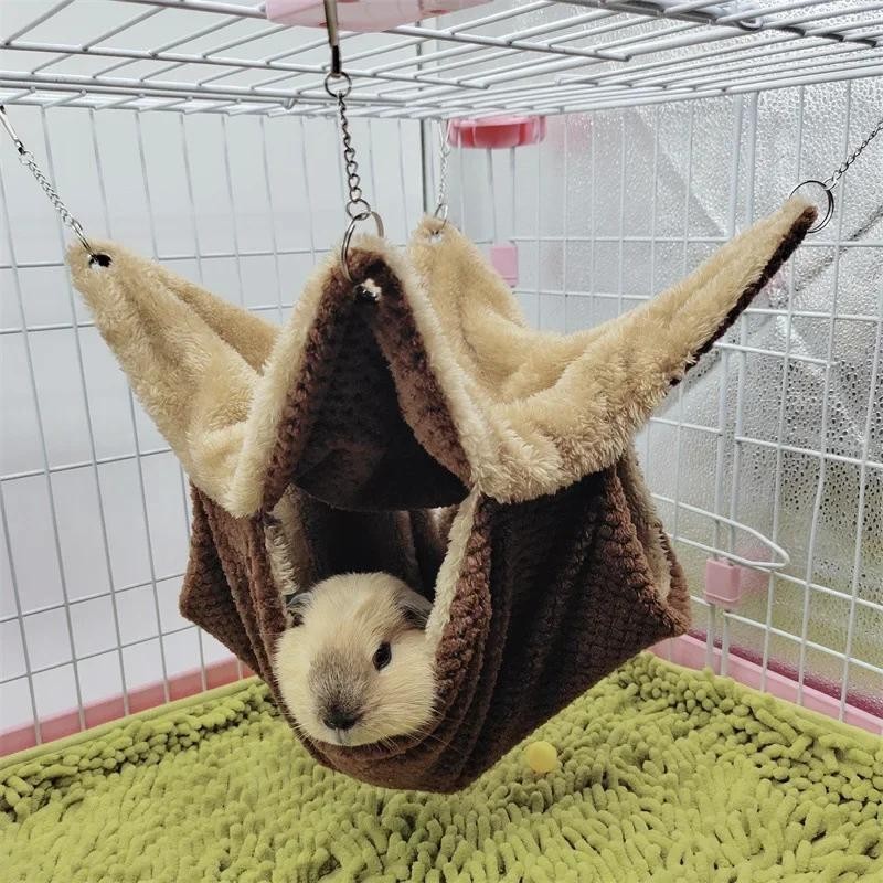 Doppelschichtige Haustiere Hamster Hängematte Plüsch Warme Hängebetten Haus für Kleintiere Nagetiere Meerschweinchen Chinchil