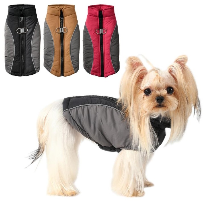 Hundejacke Winterkleidung für kleine Hunde Katzen Winter Warmer Haustiermantel Reflektierende wasserdichte Chihuahua-Weste Ou