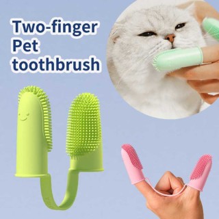 Hundezahnbürste, Katzenfingerzahnbürste, kleine Hundezahnbürste, doppelseitige Zahnbürste, Hundezahnreinigung und Zahnpflege