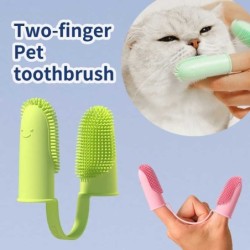 Hundezahnbürste, Katzenfingerzahnbürste, kleine Hundezahnbürste, doppelseitige Zahnbürste, Hundezahnreinigung und Zahnpflege