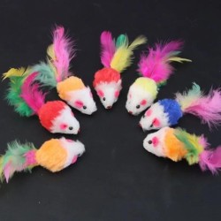 5 stücke Niedliche Mini Weiche Fleece Falsche Maus Katzenspielzeug Bunte Feder Lustiges Spieltrainingsspielzeug Für Katzen Kä