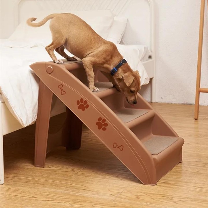 Klappbare Haustiertreppe aus Kunststoff für hohe Betten, langlebig, für drinnen und draußen, für Hunde und Katzen, rutschfest