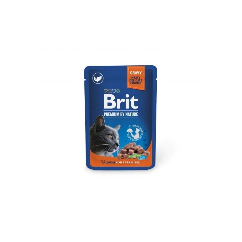 BRIT PREMIUM Pouch Salmon Sterilized 24x100g mit Lachs für sterilisierte Katzen