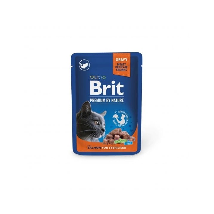 BRIT PREMIUM Pouch Salmon Sterilized 24x100g mit Lachs für sterilisierte Katzen