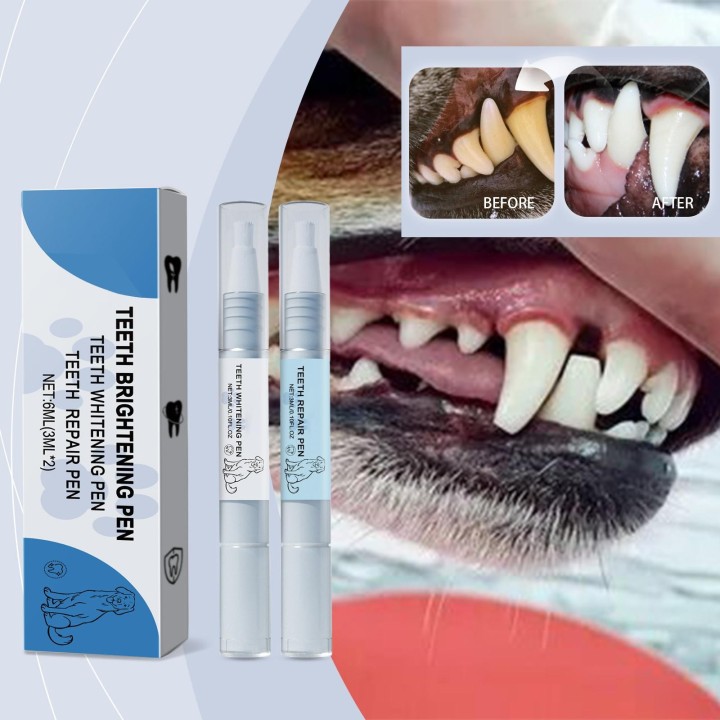 Zahnaufhellungsstift-Set für Haustiere, Zahnreinigung für Haustiere zum Entfernen von Zahnstein und Plaque, 6 ml