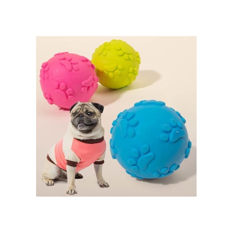 Kauspielzeug für Hunde mit Soundball, TPR-Fußabdruckmuster, bissfester Molarenball, Haustier-Hundezahnreinigung, Mundgesundhe