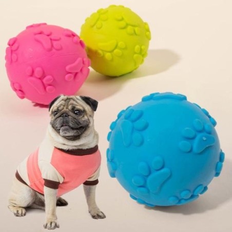 Kauspielzeug für Hunde mit Soundball, TPR-Fußabdruckmuster, bissfester Molarenball, Haustier-Hundezahnreinigung, Mundgesundhe