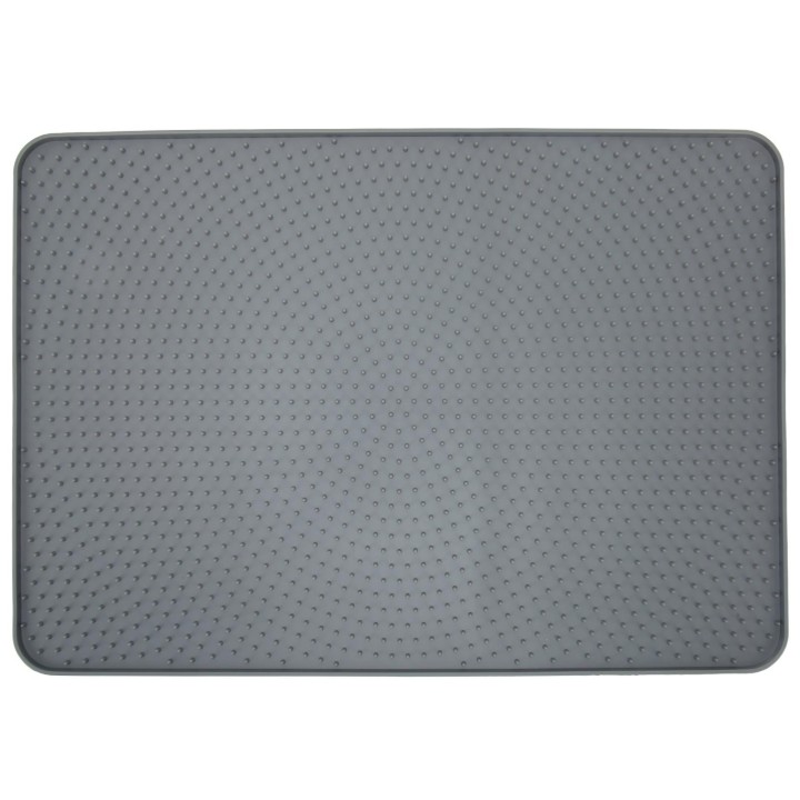 Haustier-Futtermatte, lebensmittelechtes Silikon, wasserdicht, rutschfest, Hundefuttermatte mit Kanten für Holz grau