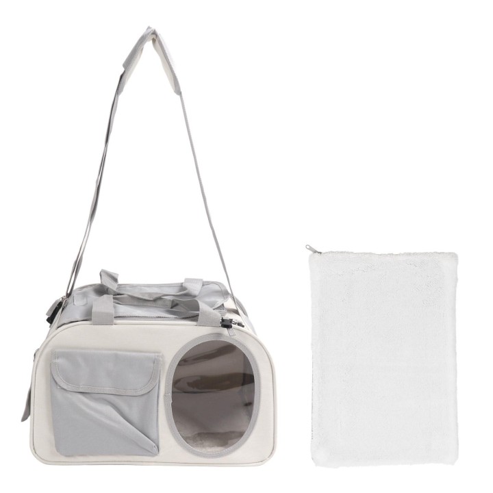 Katzentragetasche, große Kapazität, atmungsaktives Oxford-Gewebe, tragbar, mit weichen Seiten, für den Außenbereich graue