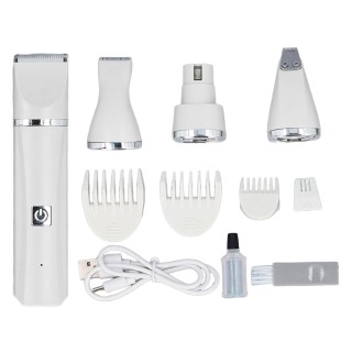 Haustierpflegeset 4-in-1 Pfotentrimmen Geräuscharmer, effizienter, tragbarer elektrischer Hundehaarschneider weiß